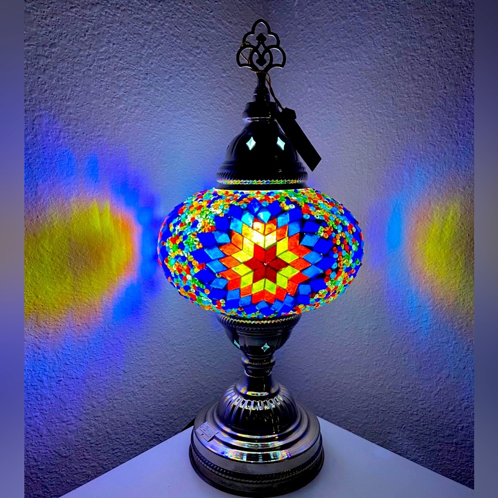 Handmade Turkish Table lamp silver